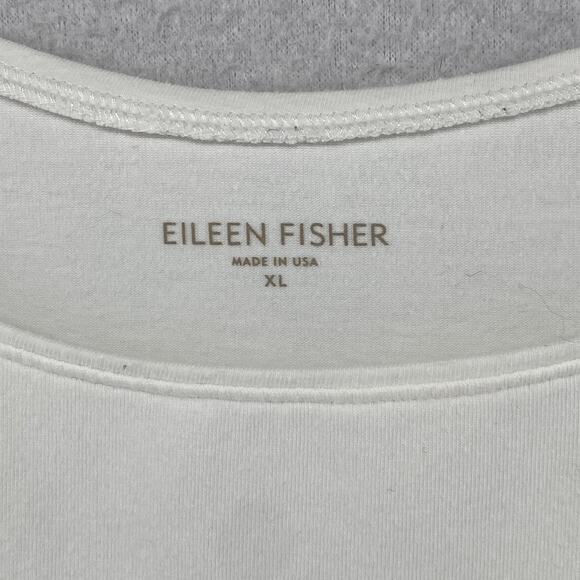 EILEEN FISHER Tank Top XL Stretch Organic Cotton Jersey Scoop Neck White USA - Picture 5 of 12